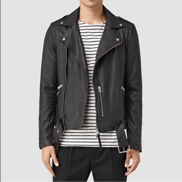 AllSaints Kahawa Leather Biker Jacket Small - Picture 2 of 16